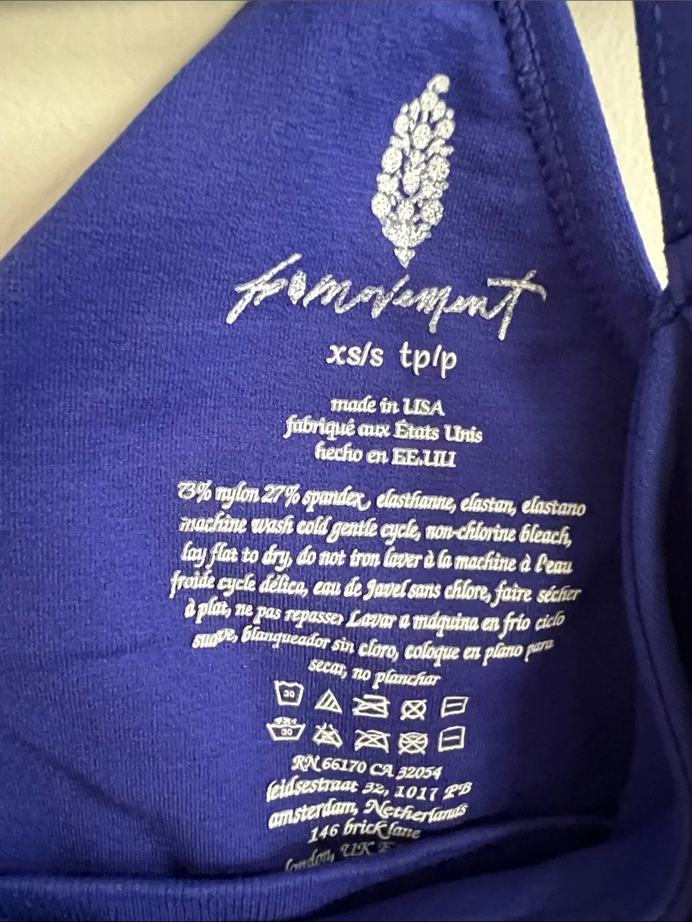 FP Movement Vibrant Royal Blue Ruched Cropped Tank with Embellishment, Size S - Picture 3 of 4